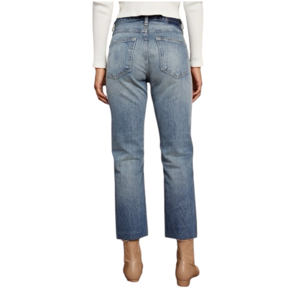 AMO Loverboy “Zealous” High Rise Straight Leg Distressed Button Fly Crop Jean 28 - Picture 2 of 9